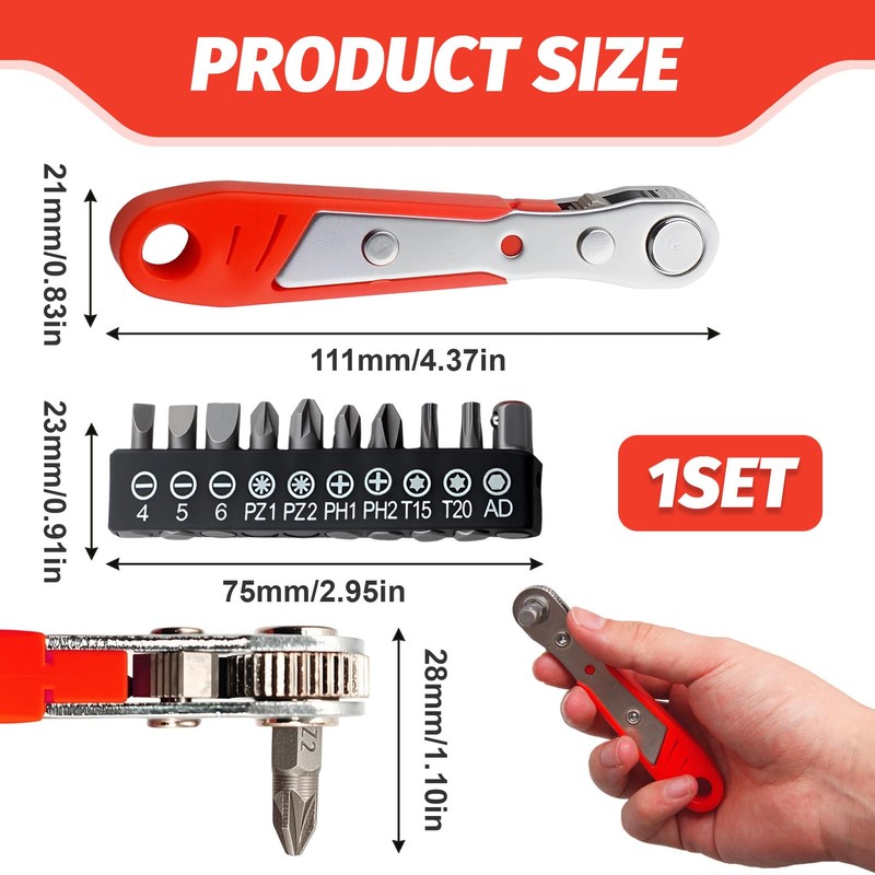 Right Angle Phillips Magnetic Screwdriver, Mini Ratchet Wrench Set, Offset