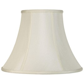 Set of 2 Creme Medium Bell Lamp Shades 7" Top x 14" Bottom x 11" High Replacement with Harp and Finial - Imperial Shade