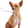WOOFUU Rhinestone Dog Harness, Orange Leather No Pull Vest with