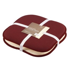 GoodGram 2 Pack Non Slip Ultra Soft Chenille Premium Comfort Memory Foam Chair Pads/Cushions - Assorted Colors (Country Burgundy)