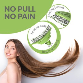 marQus Organic Hair Brush without Pulling with Unique Double Spiral Spring and More Bristles for Optimal Pressure Distribution and Care, Detangling Brush for All Hair Types, Pack of 1, Lime Green