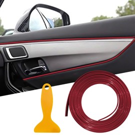 SWQS Car Interior Moulding Trim Strips with Installing Tool, 16.4ft Electroplating Filler Insert Decoration Styling Strips for Car Door Dashboard, Flexible DIY Automotive Accessories for Women Men