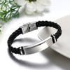 JewelryWe Unisex Braided Leather & Stainless Steel ID Bracelet with
