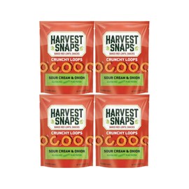 Veggie Chips Crunchy Loops 4-Pack, Sour Cream & Onion Flavor, Healthy Snack Pack, Gluten-Free, Protein-Packed, Plant-Based Snacks, Low-Calorie Crunchy Snack for Kids & Adults, 4 Count