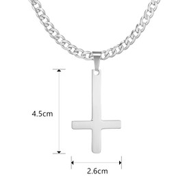 HSWYFCJY Cross Necklace for Men Men's Cuban Necklace with Silver Inverted Cross Pendant 5mm Stainless Steel Link Chain Necklaces 28 Inches Jewelry Gifts for Boys Girls