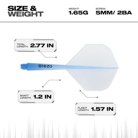 BLEZO Darts Durable Dart Flights | Integrated Dart Flights with Shafts | Pack Of 3 | Fixed 90 Degree Angle | Standard Shape Darts Flights & Stems | Durable Darts Accessories (Blue)