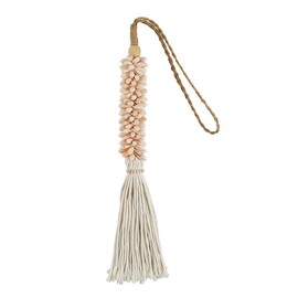 47th & Main Hanging Beach Décor Boho Style Twine Tassels with Shells, 31" Long, Peach Shells