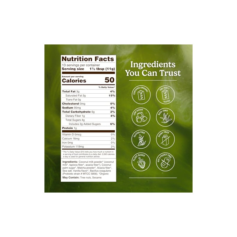 Organic Traditions Matcha Latte con probióticos y vainilla 5 3