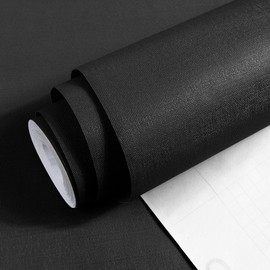 Amaowdc 17.51in x118in Black Wallpaper Contact Paper Self Adhesive Peel and Stick Waterproof Removable Thicken Modern Textured Vinyl Film for Countertops Cabinet Kitchen