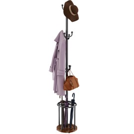 WeGXY Coat Rack Freestanding, Coat Rack Stand with Umbrella Holder, Coat Tree, Coat Hanger Stand with 12 Hooks for Clothes Bag Hats, Used in Bedroom, Office, Living Room and Entryway-Rustic Brown