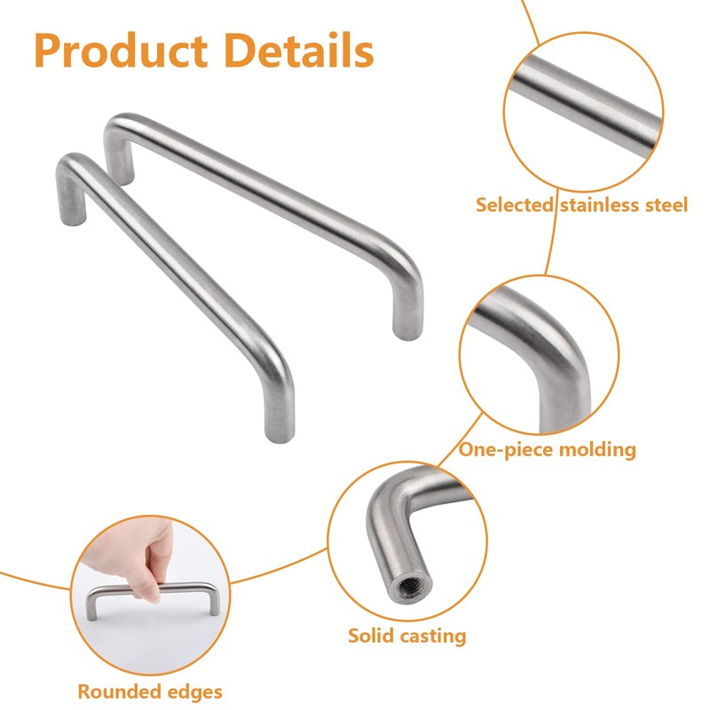 MOROBOR Stainless Steel Solid Round Handle, 100 mm Hole Centers