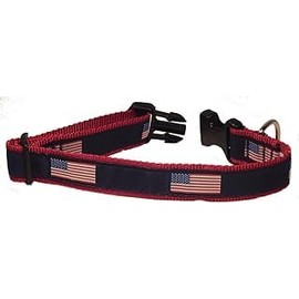 Preston Heavy Duty Adjustable Dog Collar or Dog Leash - Ideal Dog Collars and Leashes Come in Different Sizes for All Dogs. American Flag (Large Collar 1.25 inch Wide)