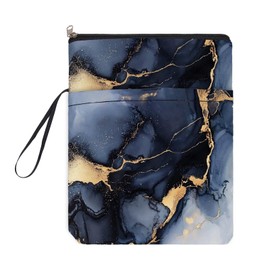 NICENEEDED Book Sleeve with Zipper, Book Cover for Paperbacks, Blue Marble Book Protector Waterproof Book Pouch with Front Pocket Washable Book Case Multifunctional Book Storage Bag for Hardcovers