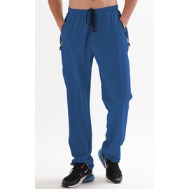 AIRIKE - Pantalones deportivos para hombre, con cintura elástica, resistentes al agua, de secado rápido, ligeros y bolsillos con cierre, Azul Real, XX-Large