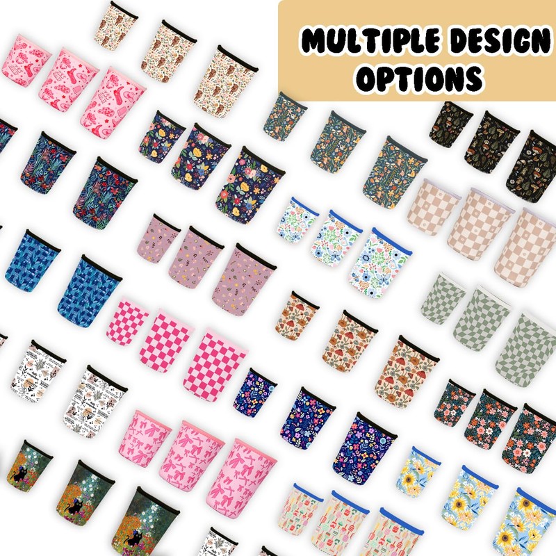 Reusable 3-Pack Iced Coffee Cup Sleeve, Insulated Neoprene, Beverage Holder