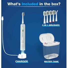 Electric Toothbrush and Water Flosser - Water Flossers for Teeth Electric Cleaning Brush with 5 Replacement Brush Heads, 5 brush Modes, 17 Oz, 3 Stage Floss Tooth Brush 3 in 1 Teeth Cleaning Kit
