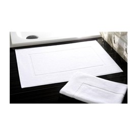 texpot Bath Mat 50 x 70 cm White with Frame Border 100% Cotton Terry Cloth