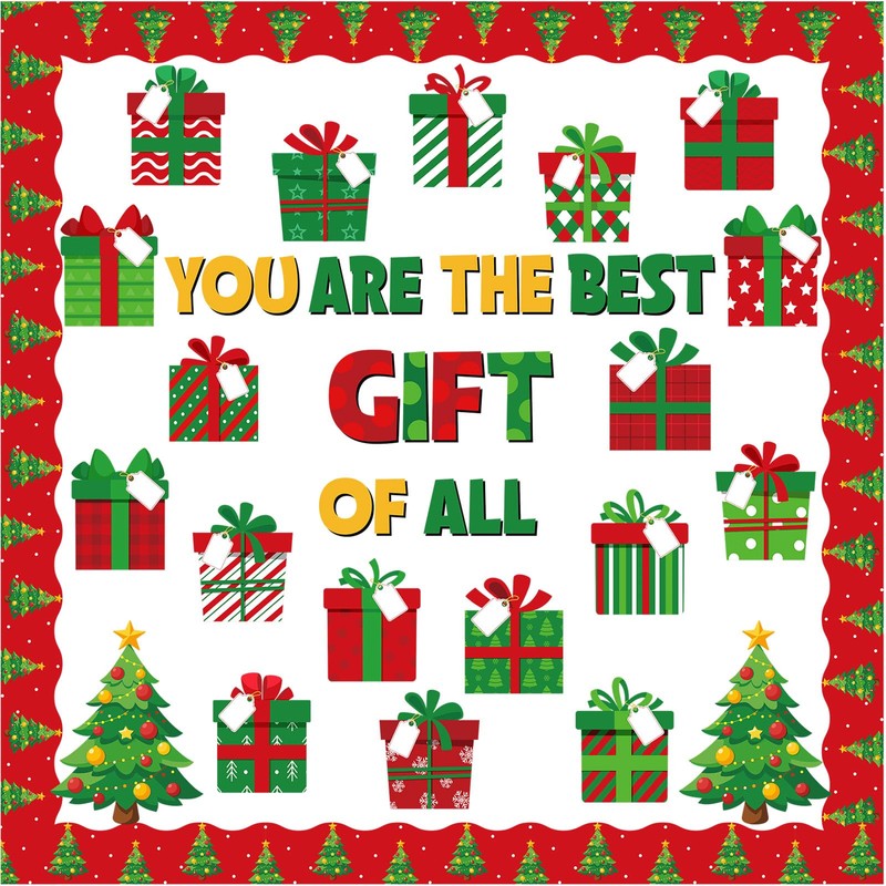 Moinchore 86 Pcs Christmas Bulletin Board with Christmas Tree Borders