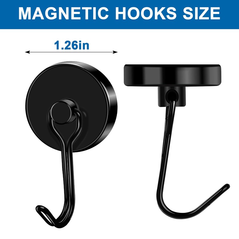 LOVIMAG Magnetic Hooks for Cruise Cabins,110Lbs Black Swivel Magnet Hooks,Heavy