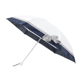 Moonbat 22-084-11847-02 Lamban on Blue Parasol, Folding Umbrella, For Both Sunny and Rainy Weather, First Class Light Shield, Heat Insulation, UV Bijou Ribbon, Off White