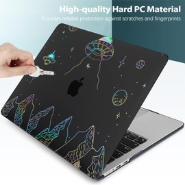 KEROM Clear Black Case for MacBook Pro 16 inch 2025-2021 M4 M3 M2 M1 Pro/Max Chip A3403 A3186 A2991 A2780 A2485, Protective Aesthetic Plastic Hard Shell Case & Keyboard Cover, Planet