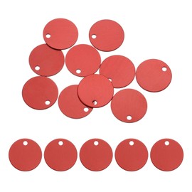 MECCANIXITY Metal Stamping Tags,1 Inch Round Red Aluminum Stamping Blanks for Necklace Bracelet Dog Pet ID Jewelry Making 10Pcs