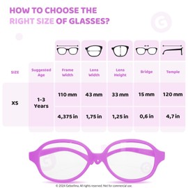 Geborilma Unbreakable Eyeglasses for Kids Flexible Glasses - XS Toddler Glasses Frames 1-3 - Baby Eyeglass Frames 43-15-121