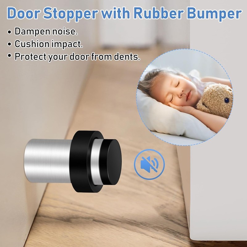 Door Stopper, 65mm Floor Mount Door Stop, Stainless Steel, Cylindrical
