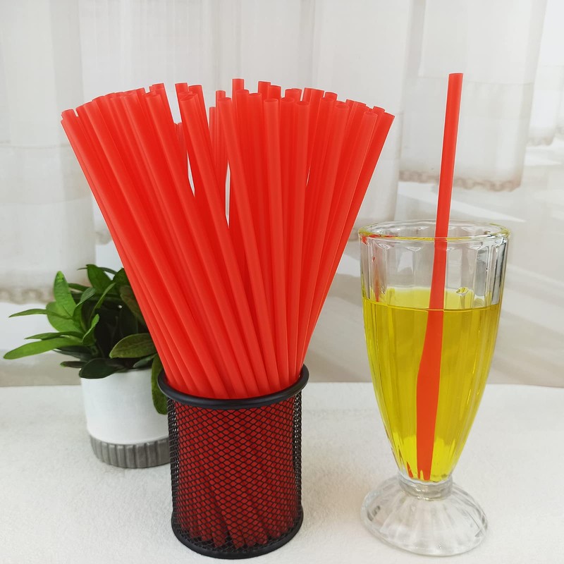 YAOSHENG200PCS 10.2 Inches Disposable Decorative Red Plastic Straws for Birthday