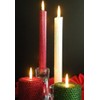 12 Inch Natural Beeswax Glitter Candles, Ruby Red Color, Boxed