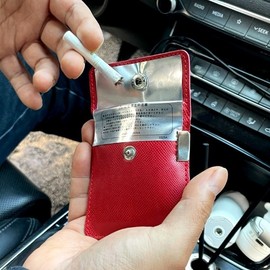 Portable Multi-purpose Ashtray for Car & Outdoor Use, Hygienic Leather Ashtray for Smoking Etiquette (Pack of 5) (Red)