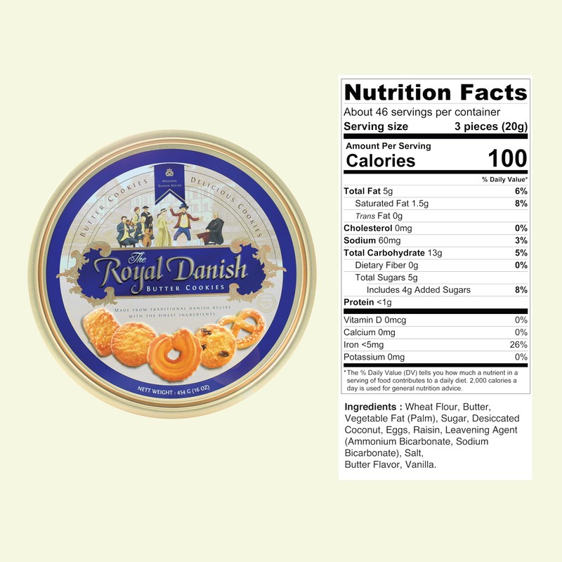 Royal Danish, Premium Butter Cookies Festive Tin, 16 Ounce, 3