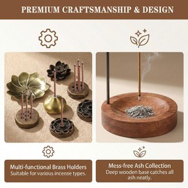GMBANK Incense Holder, Incense Cone Holder With Wool Brush Inserts & Tray