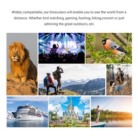 Mingzhe Prismáticos de Enfoque automático portátiles de Mano 10X 42 mm Objetivo Binoculares Distancia Ocular Telescopios Ajustables