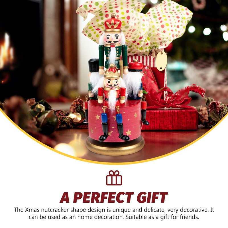 Cabilock Nutcracker Music Box 3 Wooden Nutcracker Soldier Toy Christmas