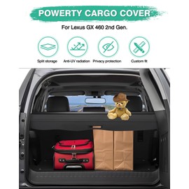Powerty Cargo Cover for 2010-2023 Lexus GX 460 GX460, Retractable Trunk Cover Trunk Shielding Shade for GX460 Accessories Rear Privacy Screen No Gap