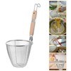 HOLIDYOYO Mesh Pasta Strainer Basket with Wooden Handle, Stainless Steel