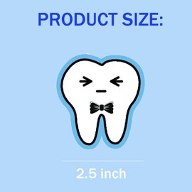 Generic Happy Tooth Shaped Stickers Funny Teeth Sticker 2.5 Inch Tooth Shaped Dental Stickers for Kids Classroom Party Prizes Car Office Wall Laptop Windows 200 Pcs, Hodmopli002