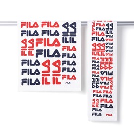 Fila Pattern Logo Towel Scarf, Navy, Club Activities, Sports, Gym 49-1245100, Approx. 5.9 x 43.3 inches (15 x 110 cm)