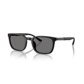 Brooks Brothers Men's BB5054U Universal Fit Rectangular Sunglasses, Matte Black/Dark Grey Polarized, 53 mm