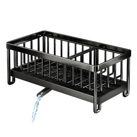 Latawon Kitchen Sink Organizer,Sink Caddy Sponge Holder for Kitchen Sink with Removable Drip Tray,Stainless Steel Countertop Kitchen Caddy,Brush Rack Dishrag Dishcloth Holder Rack