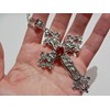 Large Gothic Cross Necklace silver-tone pendant on 24" steel chain