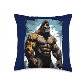 Funny bodybuilding shirts for men and woman Workout Tees: Gorilla Mode Gym and Bodybuilding Throw Pillow, 16x16, Multicolor