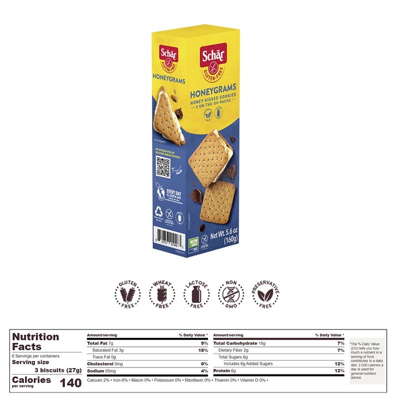 Schar - Honeygrams - Certified Gluten Free - No GMO's,