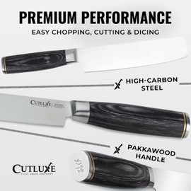 Cutluxe Nakiri Knife – Ultra Sharp 7" Vegetable Japanese Knife for Chopping, High Carbon Stainless Steel Blade, Full Tang Pakkawood Handle – Shinobi Series
