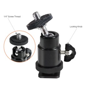 LimoStudio [2-Pack] 360-Degree Angle Adjustable Mini Ball Head Flash Shoe Mount Bracket with 1/4-inch Screw Thread for Photo Video Studio, AGG2630