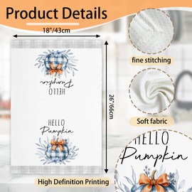 RPLCSPC Pumpkin Decorative Gifts Kitchen Towel Set, Grey Waffle Weave Pumpkin Towels, Birthday Housewarming Gift Ideas for Friends, Farmhouse Home Seasonal Decoration(Set of 2)-C04