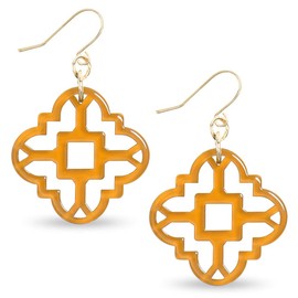 ZENZII Modern Mosaic Acrylic Resin Drop Dangle Earrings for Women Girls Fashion Jewelry (Honey)