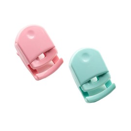 2 Pack Portable Mini Eyelash Curlers Clip, Plastic Travel Lash Curler with Replacement Pads, Fits All Eye Shapes Makeup Cosmetic Tool (Pink, Green)