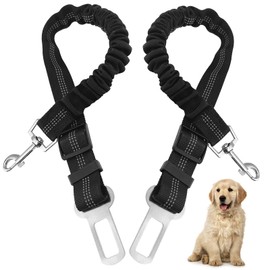 Nutabevr Pack of 2 Dog Belt for Car, Length Adjustable Dog Seat Belt, with Elastic Shock Absorption and Strong Carabiner Safety Belt, Dog Safety Harness for All Dogs and Cats